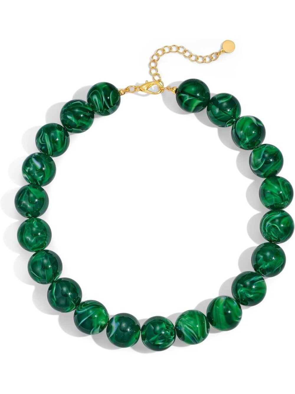 Women's 20MM Dark Green Chunky Resin Bead Choker Boho Summer Beach Jewelry